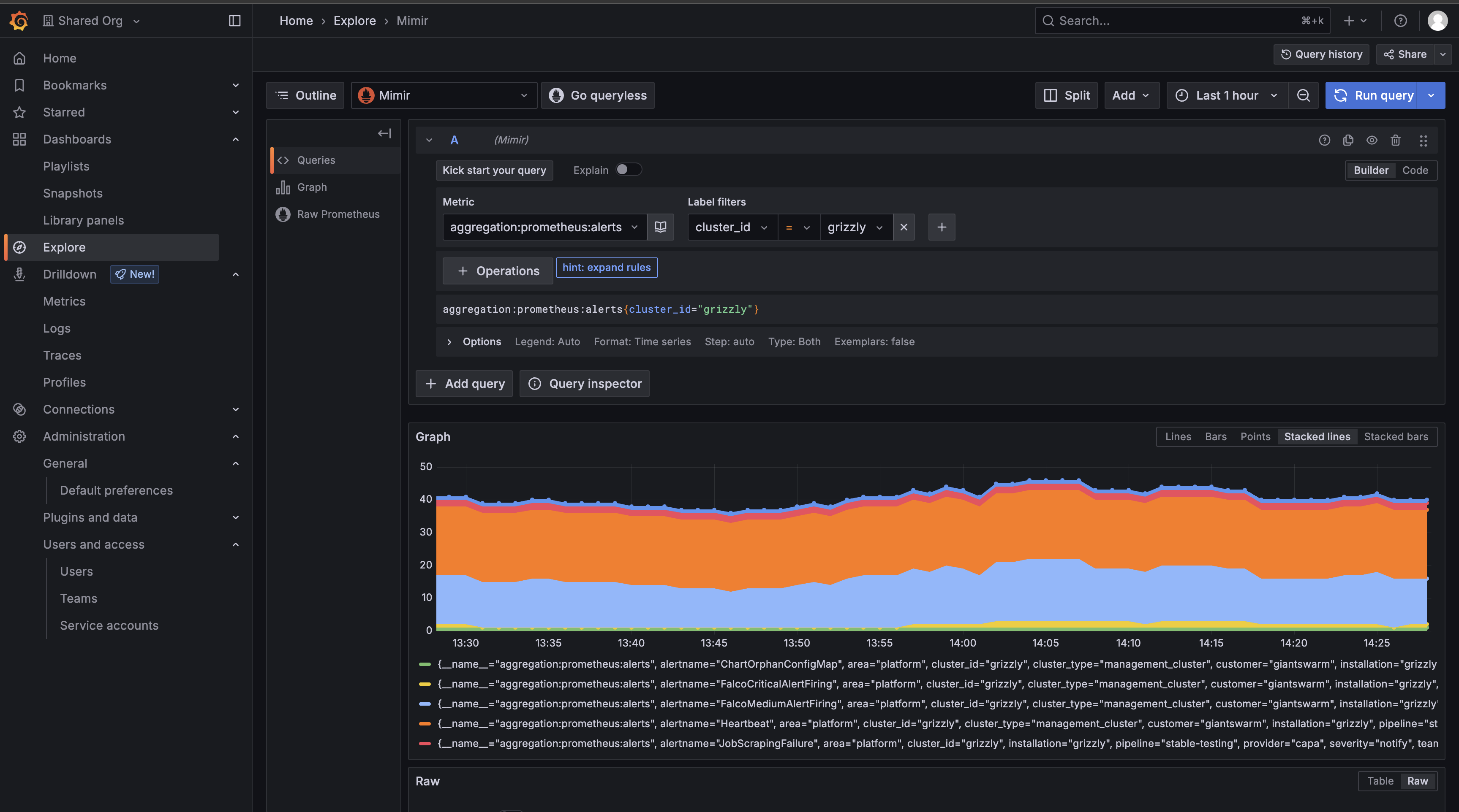 Grafana Explore tab