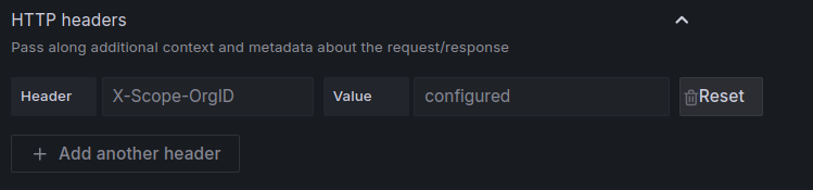 Data source headers configuration
